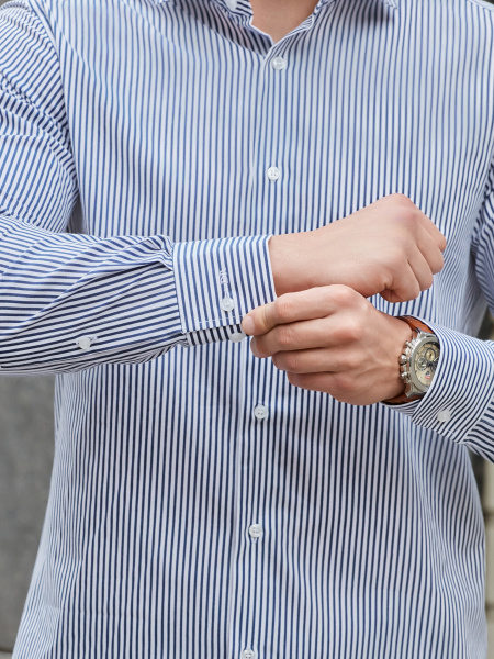Рубашка Dave Raball в темно-синюю полоску Super Slim Fit 000284 