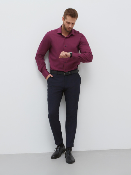 Сорочка Dave Raball Classic fit в бордово-синию клетку 000270 