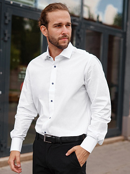 Белая сорочка Dave Raball Slim fit с отделкой на воротнике и манжетах 000128
