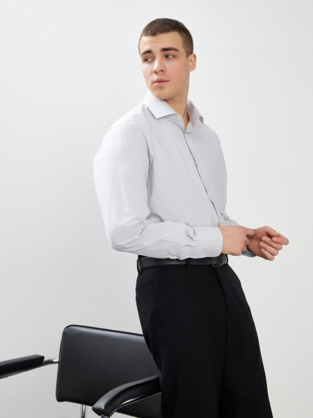 Сорочка Dave Raball Regular fit в светло-серую микрополоску 000279 