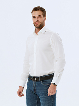 Сорочка Dave Raball цвета айвори Slim fit хлопок с эластаном 000239