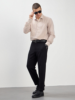 Сорочка Dave Raball Slim fit в коричневую полоску 000276 SF