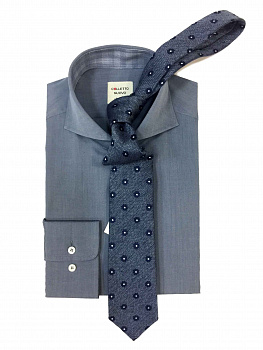 Серая сорочка Colletto Nuovo Slim fit с отделкой из ткани Albini 012188