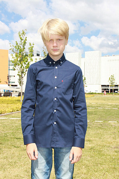 Синяя сорочка Colletto Bianco Junior Boy карман воротник на пуговицах 000178