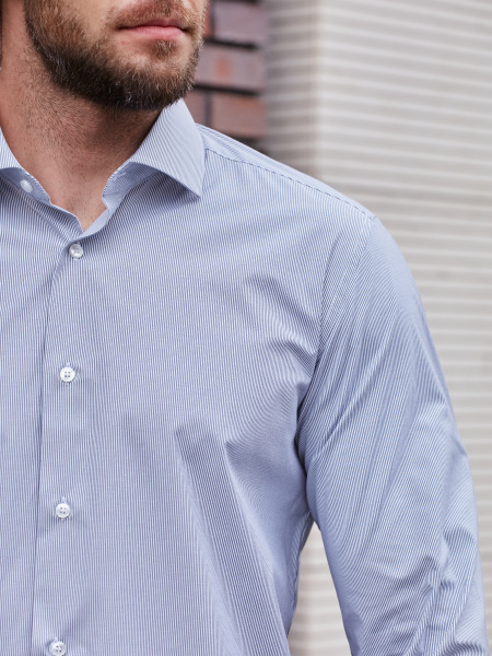 Сорочка Dave Raball Slim fit в серую микрополоску 000280 