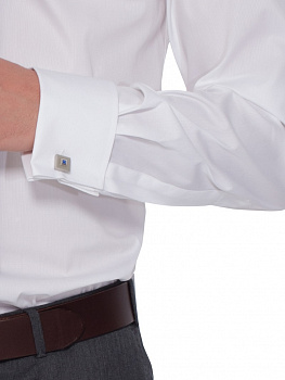 Белая сорочка Dave Raball Classic fit из структурной ткани под запонку 004756 LR CLF