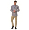 Сорочка Colletto Bianco Slim fit в коричнево-синюю клетку с отделкой 007918 