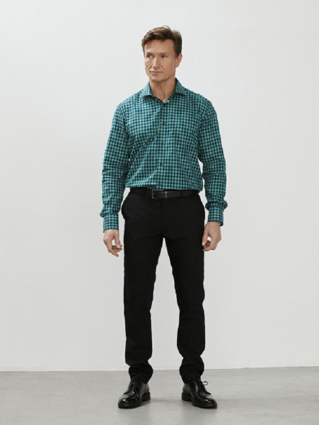 Рубашка Dave Raball Classic fit в зелено-синюю клетку, карман 000295 LR CLF