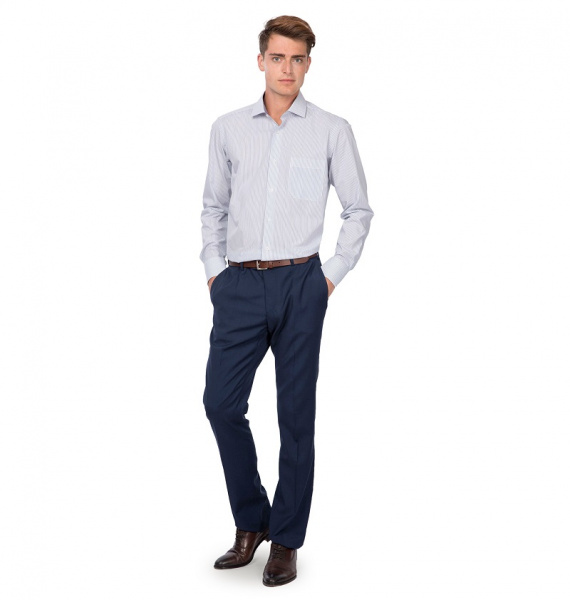 Белая сорочка Dave Raball Slim fit в синию полоску 009428 SF 