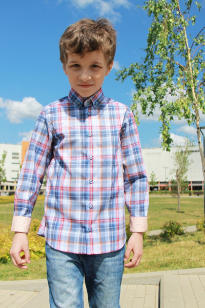 Рубашка Colletto Bianco Junior Boy в клетку с отделкой карман воротник на пуговицах 000175