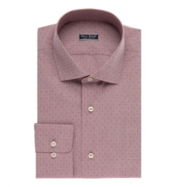 Бордовая сорочка Dave Raball Slim fit микроклетка 009368 SF
