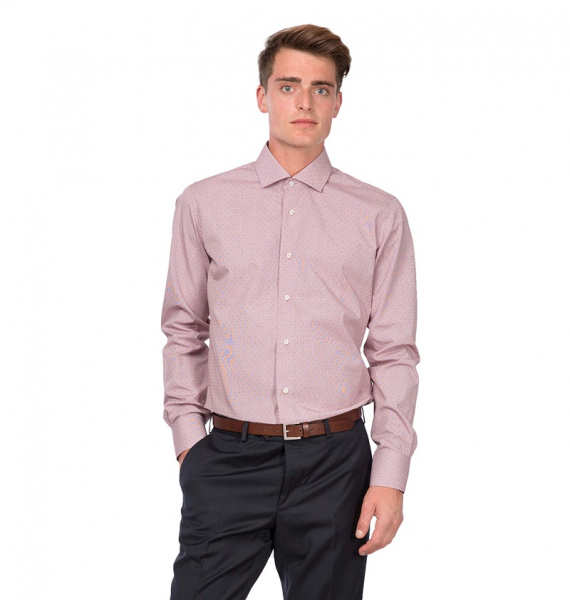 Бордовая сорочка Dave Raball Slim fit микроклетка 009368 SF 
