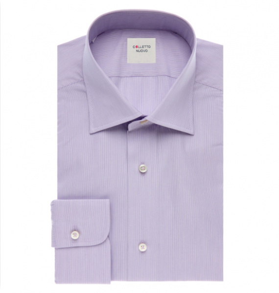 Сиреневая сорочка Colletto Nuovo Slim fit микрополоса 010462