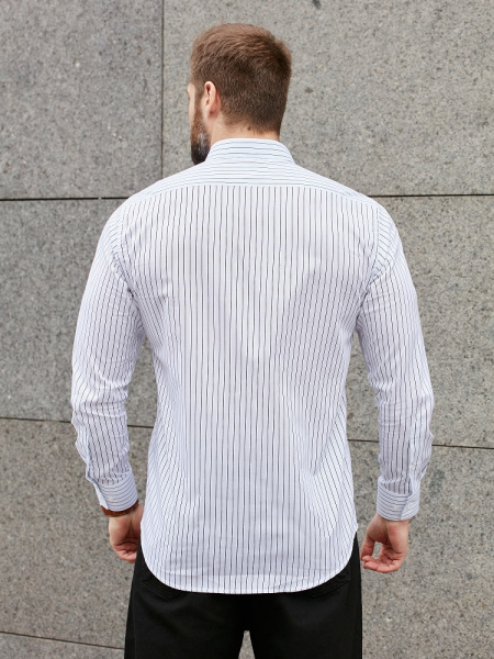 Рубашка Dave Raball Regular fit белая в черную полоску 000285 