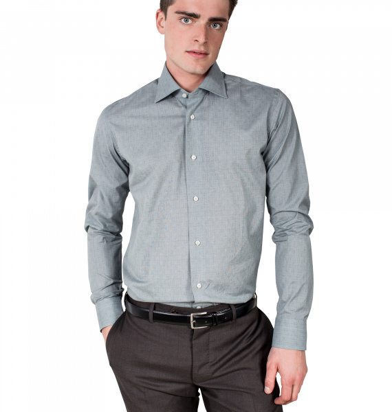 Серая сорочка Colletto Bianco в клетку Slim fit из ткани Albini 006081 SF