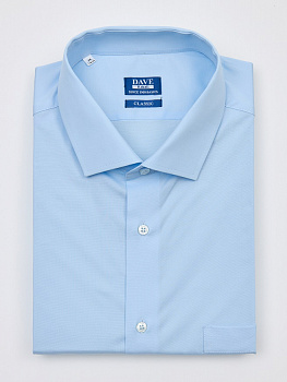 Рубашка Dave Raball Classic fit кор. рукав, голубая, карман 000308 LR CLFs               