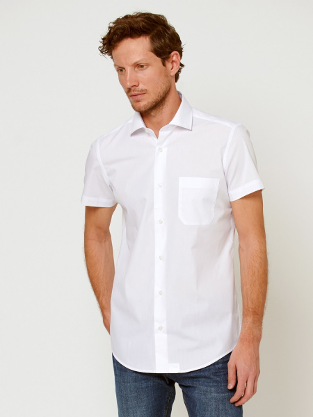 Рубашка белая Dave Raball Regular Fit кор.рукав  006840 RFs 
