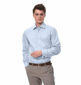 Голубая сорочка Dave Raball Slim fit под запонку 005962