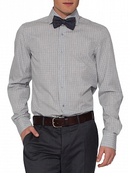 Серая сорочка Dave Raball Regular fit в голубую клетку 005253