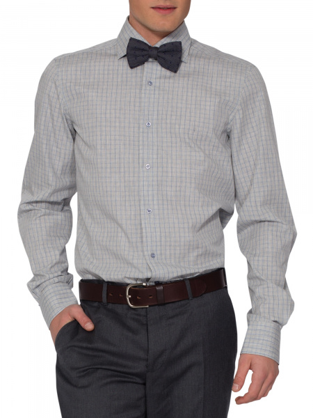 Серая сорочка Dave Raball Regular fit в голубую клетку 005253
