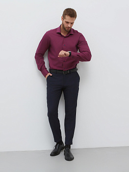 Сорочка Dave Raball Super Slim fit в бордово-синию клетку 000271