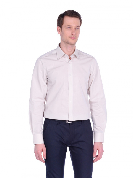 Бежевая сорочка Dave Raball Slim fit из структурной ткани 006496 SF 